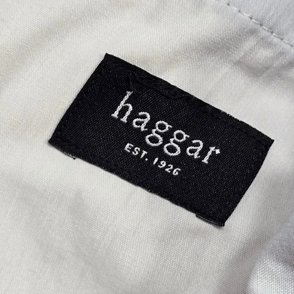 Haggar Blue Shorts Classic Chinos Flat Front Stretch Panel Waist Men Size 36 Zip